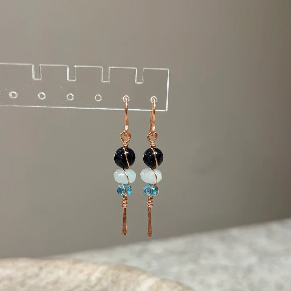 Blue Bubbles Tiered Gemstone Dangle Earrings